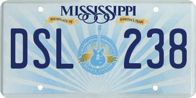 MS license plate DSL238
