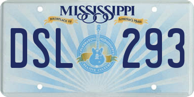 MS license plate DSL293
