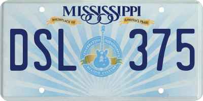 MS license plate DSL375