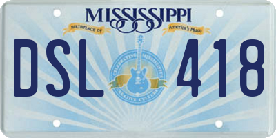 MS license plate DSL418