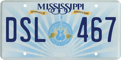 MS license plate DSL467