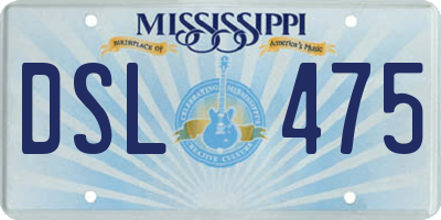 MS license plate DSL475
