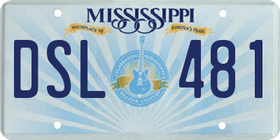 MS license plate DSL481