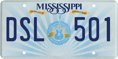 MS license plate DSL501