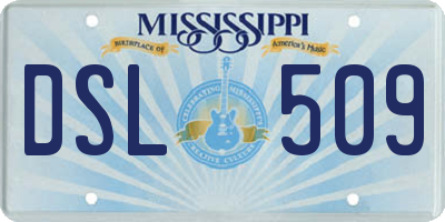 MS license plate DSL509