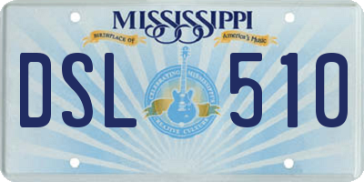 MS license plate DSL510