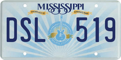 MS license plate DSL519