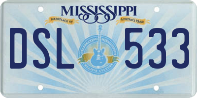 MS license plate DSL533