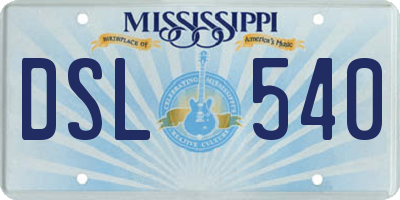 MS license plate DSL540