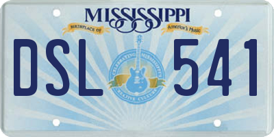 MS license plate DSL541