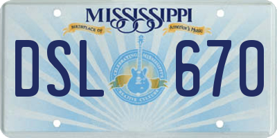 MS license plate DSL670