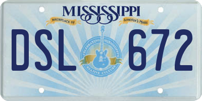 MS license plate DSL672