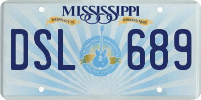 MS license plate DSL689