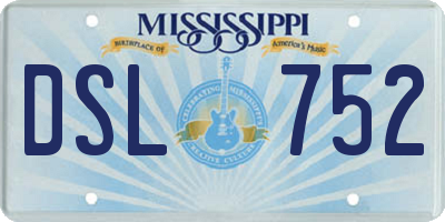 MS license plate DSL752