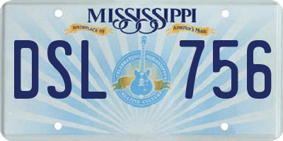 MS license plate DSL756