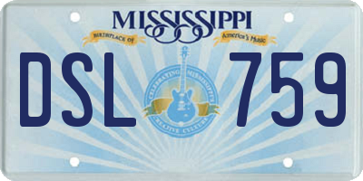 MS license plate DSL759
