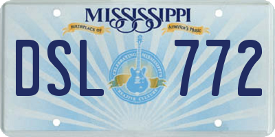 MS license plate DSL772