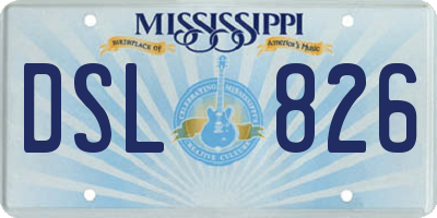 MS license plate DSL826