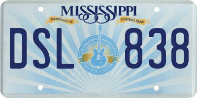 MS license plate DSL838