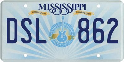 MS license plate DSL862