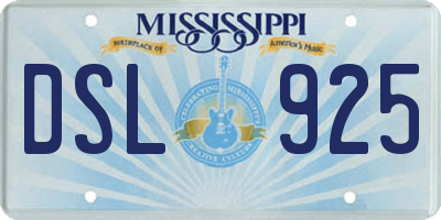 MS license plate DSL925