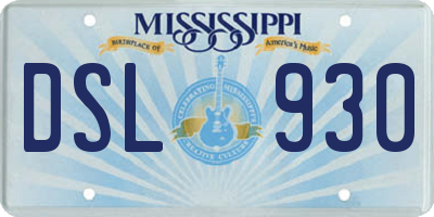 MS license plate DSL930