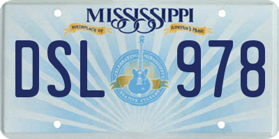 MS license plate DSL978