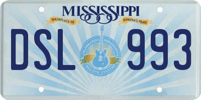 MS license plate DSL993