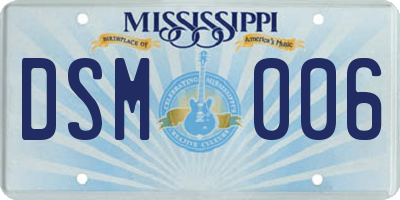 MS license plate DSM006