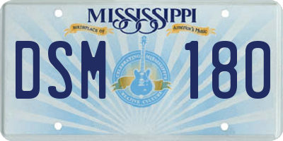 MS license plate DSM180