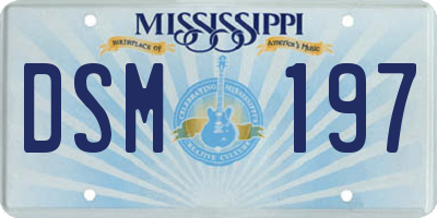 MS license plate DSM197