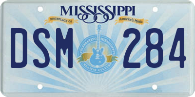 MS license plate DSM284