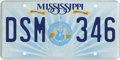 MS license plate DSM346