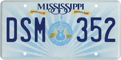 MS license plate DSM352