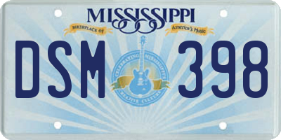 MS license plate DSM398