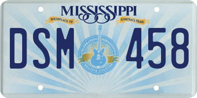 MS license plate DSM458