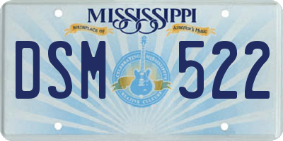 MS license plate DSM522