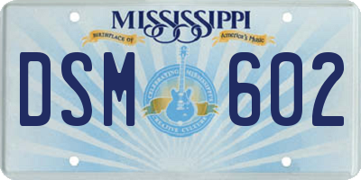 MS license plate DSM602