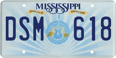 MS license plate DSM618