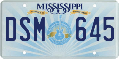MS license plate DSM645
