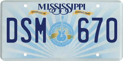 MS license plate DSM670