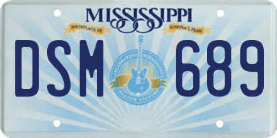 MS license plate DSM689