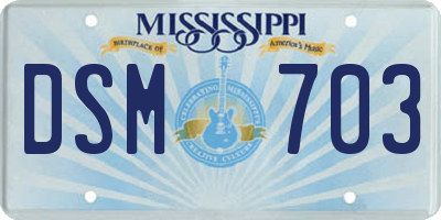 MS license plate DSM703