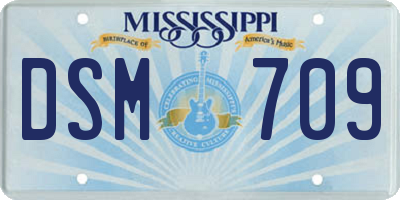 MS license plate DSM709