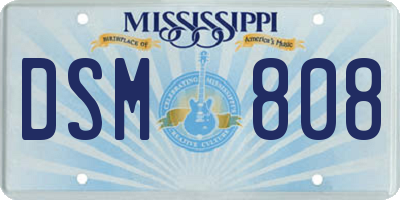 MS license plate DSM808