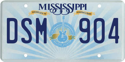 MS license plate DSM904