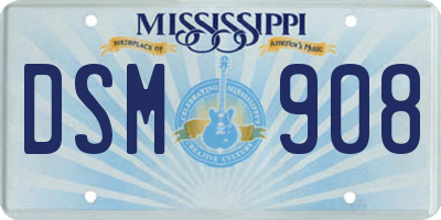 MS license plate DSM908