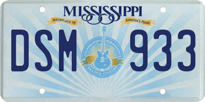 MS license plate DSM933