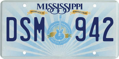 MS license plate DSM942