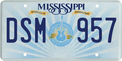 MS license plate DSM957